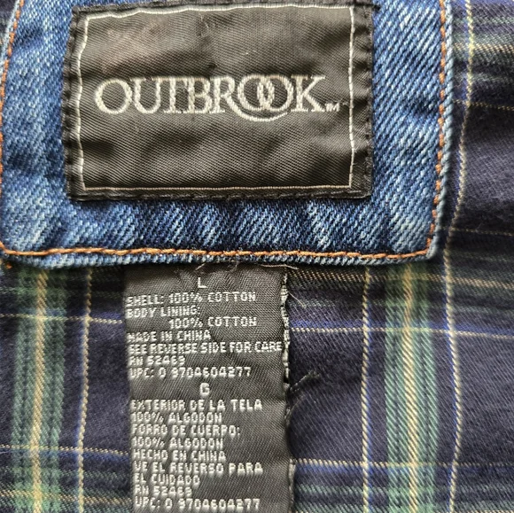 VINTAGE 90s Outbrook CHORE/BARNCOAT Blue Denim Corduroy  Utility Jacket L - Picture 8 of 14